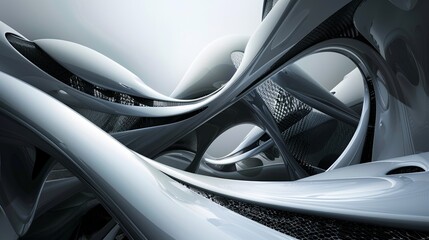 Naklejka premium Chaotic yet harmonious organic lines in an abstract futuristic background