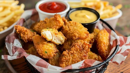 Crispy Chicken Tenders in a Basket