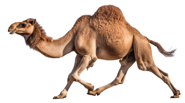 a camel walking on transparent background 
