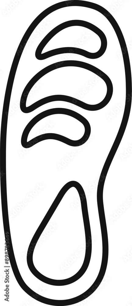 Poster simple line drawing showing the different support zones of an orthopedic insole