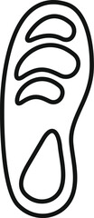 Simple line drawing showing the different support zones of an orthopedic insole