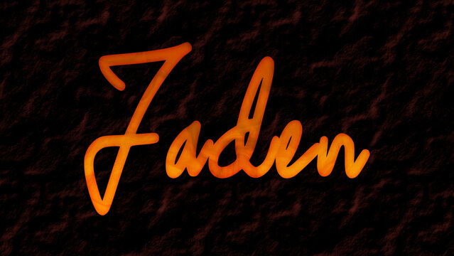 3D fire text effect of name Jaden on dark background.