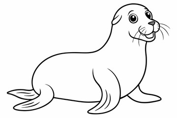 Funny Sea Lion Vector Illustration, Cartoons, Clipart, and Line Art Design, Funny Sea Lion vector illustration, cartoons, clipart, and line art design on a white background.