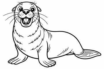 Funny Sea Lion Vector Illustration, Cartoons, Clipart, and Line Art Design, Funny Sea Lion vector illustration, cartoons, clipart, and line art design on a white background.