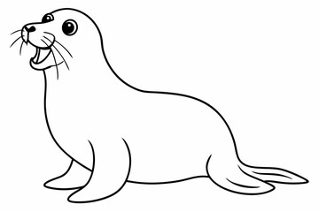 Funny Sea Lion Vector Illustration, Cartoons, Clipart, and Line Art Design, Funny Sea Lion vector illustration, cartoons, clipart, and line art design on a white background.