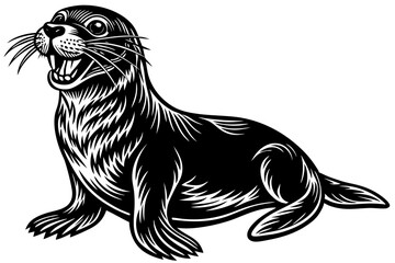Funny Sea Lion Vector Illustration, Cartoons, Clipart, and Line Art Design, Funny Sea Lion vector illustration, cartoons, clipart, and line art design on a white background.