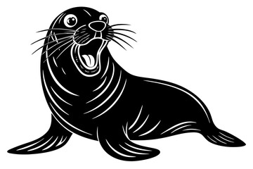 Funny Sea Lion Vector Illustration, Cartoons, Clipart, and Line Art Design, Funny Sea Lion vector illustration, cartoons, clipart, and line art design on a white background.