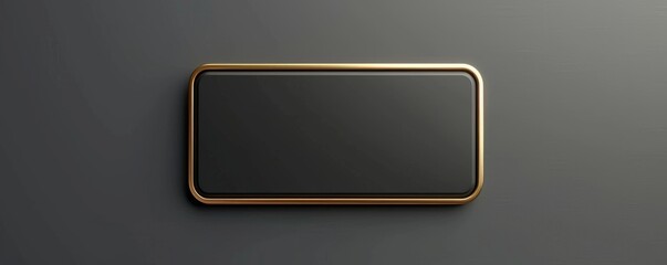 Sleek black blank card with rounded corners and a gold border on a beige background