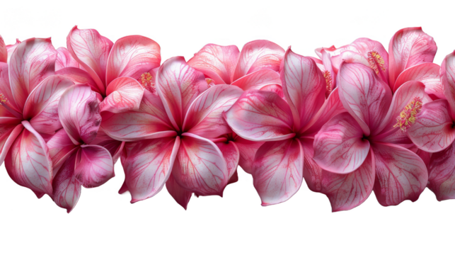  Seamless Garland of Pink Frangipani Flowers transparent background