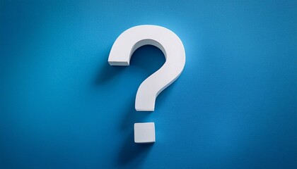 White question mark symbol on blue background
