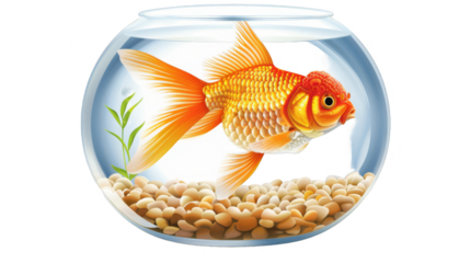 Radiant goldfish in the aquarium transparent background