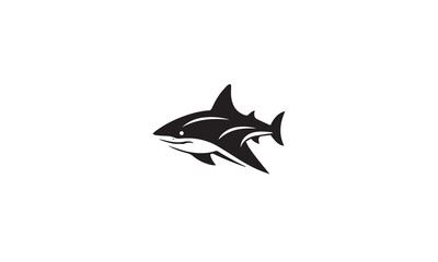 sea shark logo design black simple flat icon on white background