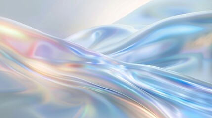 Obraz premium Elegantly draping holographic fabric in soft hues, producing a captivating illumination. Ideal for fashion, beauty, or artistic endeavors