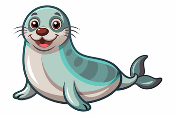 Funny Seal Vector Illustration with White Background Cartoons, Clipart, Line Art Design, Funny seal vector art cartoon, clipart, line art on white background. Perfect for creative designs