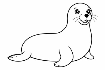 Funny Seal Vector Illustration with White Background Cartoons, Clipart, Line Art Design, Funny seal vector art cartoon, clipart, line art on white background. Perfect for creative designs