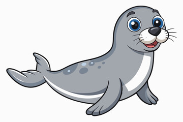 Funny Seal Vector Illustration with White Background Cartoons, Clipart, Line Art Design, Funny seal vector art cartoon, clipart, line art on white background. Perfect for creative designs