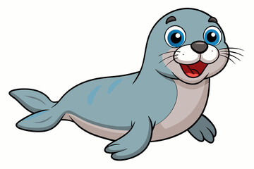 Funny Seal Vector Illustration with White Background Cartoons, Clipart, Line Art Design, Funny seal vector art cartoon, clipart, line art on white background. Perfect for creative designs