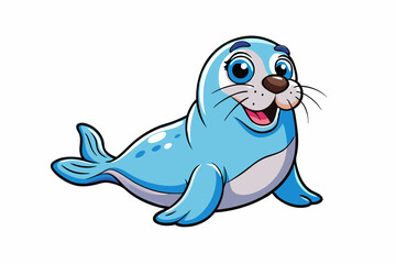 Funny Seal Vector Illustration with White Background Cartoons, Clipart, Line Art Design, Funny seal vector art cartoon, clipart, line art on white background. Perfect for creative designs