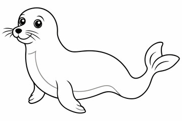 Funny Seal Vector Illustration with White Background Cartoons, Clipart, Line Art Design, Funny seal vector art cartoon, clipart, line art on white background. Perfect for creative designs