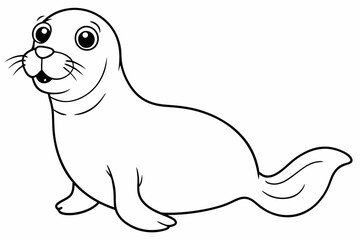 Funny Seal Vector Illustration with White Background Cartoons, Clipart, Line Art Design, Funny seal vector art cartoon, clipart, line art on white background. Perfect for creative designs