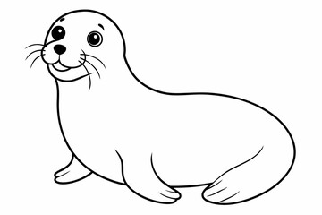 Funny Seal Vector Illustration with White Background Cartoons, Clipart, Line Art Design, Funny seal vector art cartoon, clipart, line art on white background. Perfect for creative designs