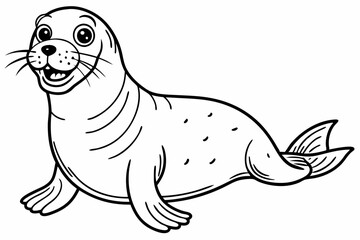 Funny Seal Vector Illustration with White Background Cartoons, Clipart, Line Art Design, Funny seal vector art cartoon, clipart, line art on white background. Perfect for creative designs