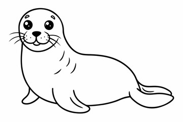 Funny Seal Vector Illustration with White Background Cartoons, Clipart, Line Art Design, Funny seal vector art cartoon, clipart, line art on white background. Perfect for creative designs