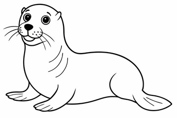 Funny Seal Vector Illustration with White Background Cartoons, Clipart, Line Art Design, Funny seal vector art cartoon, clipart, line art on white background. Perfect for creative designs