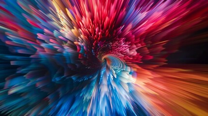 Obraz premium Captivating convergence of vivid light beams in an abstract background, pulsating with energy and movement. A burst of enchanting beauty and wonder conjuring a surreal world
