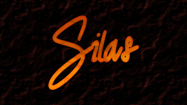 3D fire text effect of name Silas on dark background.
