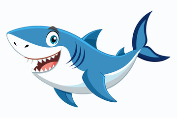 Funny Shark Vector Illustration, Cartoons, Clipart, and Line Art Design on White Background, Cute and funny shark illustration in vector, cartoon, clipart, and line art design on white background.