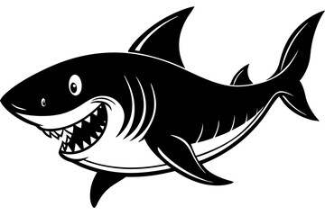 Funny Shark Vector Illustration, Cartoons, Clipart, and Line Art Design on White Background, Cute and funny shark illustration in vector, cartoon, clipart, and line art design on white background.