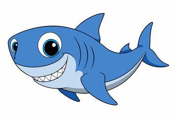 Funny Shark Vector Illustration, Cartoons, Clipart, and Line Art Design on White Background, Cute and funny shark illustration in vector, cartoon, clipart, and line art design on white background.