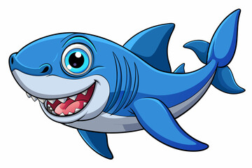 Funny Shark Vector Illustration, Cartoons, Clipart, and Line Art Design on White Background, Cute and funny shark illustration in vector, cartoon, clipart, and line art design on white background.