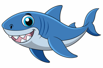 Funny Shark Vector Illustration, Cartoons, Clipart, and Line Art Design on White Background, Cute and funny shark illustration in vector, cartoon, clipart, and line art design on white background.