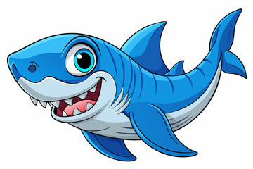 Funny Shark Vector Illustration, Cartoons, Clipart, and Line Art Design on White Background, Cute and funny shark illustration in vector, cartoon, clipart, and line art design on white background.