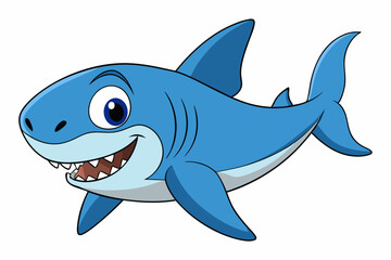Funny Shark Vector Illustration, Cartoons, Clipart, and Line Art Design on White Background, Cute and funny shark illustration in vector, cartoon, clipart, and line art design on white background.