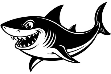 Funny Shark Vector Illustration, Cartoons, Clipart, and Line Art Design on White Background, Cute and funny shark illustration in vector, cartoon, clipart, and line art design on white background.
