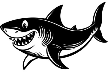Funny Shark Vector Illustration, Cartoons, Clipart, and Line Art Design on White Background, Cute and funny shark illustration in vector, cartoon, clipart, and line art design on white background.