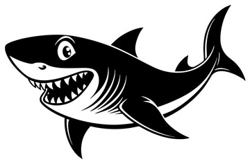 Funny Shark Vector Illustration, Cartoons, Clipart, and Line Art Design on White Background, Cute and funny shark illustration in vector, cartoon, clipart, and line art design on white background.