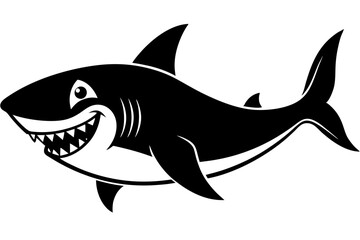 Funny Shark Vector Illustration, Cartoons, Clipart, and Line Art Design on White Background, Cute and funny shark illustration in vector, cartoon, clipart, and line art design on white background.