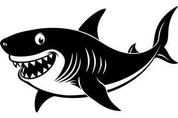 Funny Shark Vector Illustration, Cartoons, Clipart, and Line Art Design on White Background, Cute and funny shark illustration in vector, cartoon, clipart, and line art design on white background.