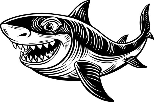 recommend clip art: Funny Shark Vector Illustration, Cartoons, Clipart, and Line Art Design on White Background, Cute and funny shark illustration in vector, cartoon, clipart, and line art design on white background.
