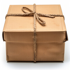 a brown box with a string tied around it

