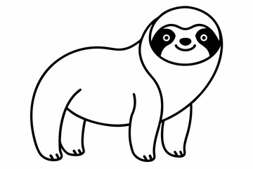 Funny Sloth Vector Illustration Cartoon Clipart Line Art Design, Funny sloth illustration with white background, perfect for vector, cartoon, clipart, and line art designs