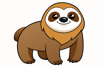 Funny Sloth Vector Illustration Cartoon Clipart Line Art Design, Funny sloth illustration with white background, perfect for vector, cartoon, clipart, and line art designs