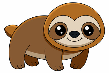 Funny Sloth Vector Illustration Cartoon Clipart Line Art Design, Funny sloth illustration with white background, perfect for vector, cartoon, clipart, and line art designs