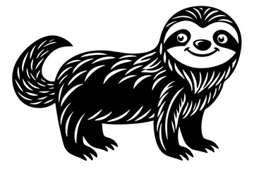 Funny Sloth Vector Illustration Cartoon Clipart Line Art Design, Funny sloth illustration with white background, perfect for vector, cartoon, clipart, and line art designs