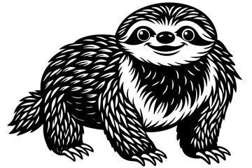 Funny Sloth Vector Illustration Cartoon Clipart Line Art Design, Funny sloth illustration with white background, perfect for vector, cartoon, clipart, and line art designs