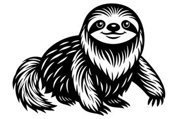 Funny Sloth Vector Illustration Cartoon Clipart Line Art Design, Funny sloth illustration with white background, perfect for vector, cartoon, clipart, and line art designs
